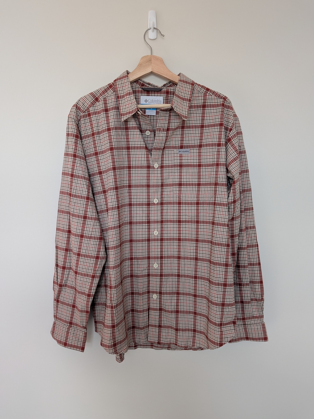 Columbia Men's Red Plaid Button-Up Shirt